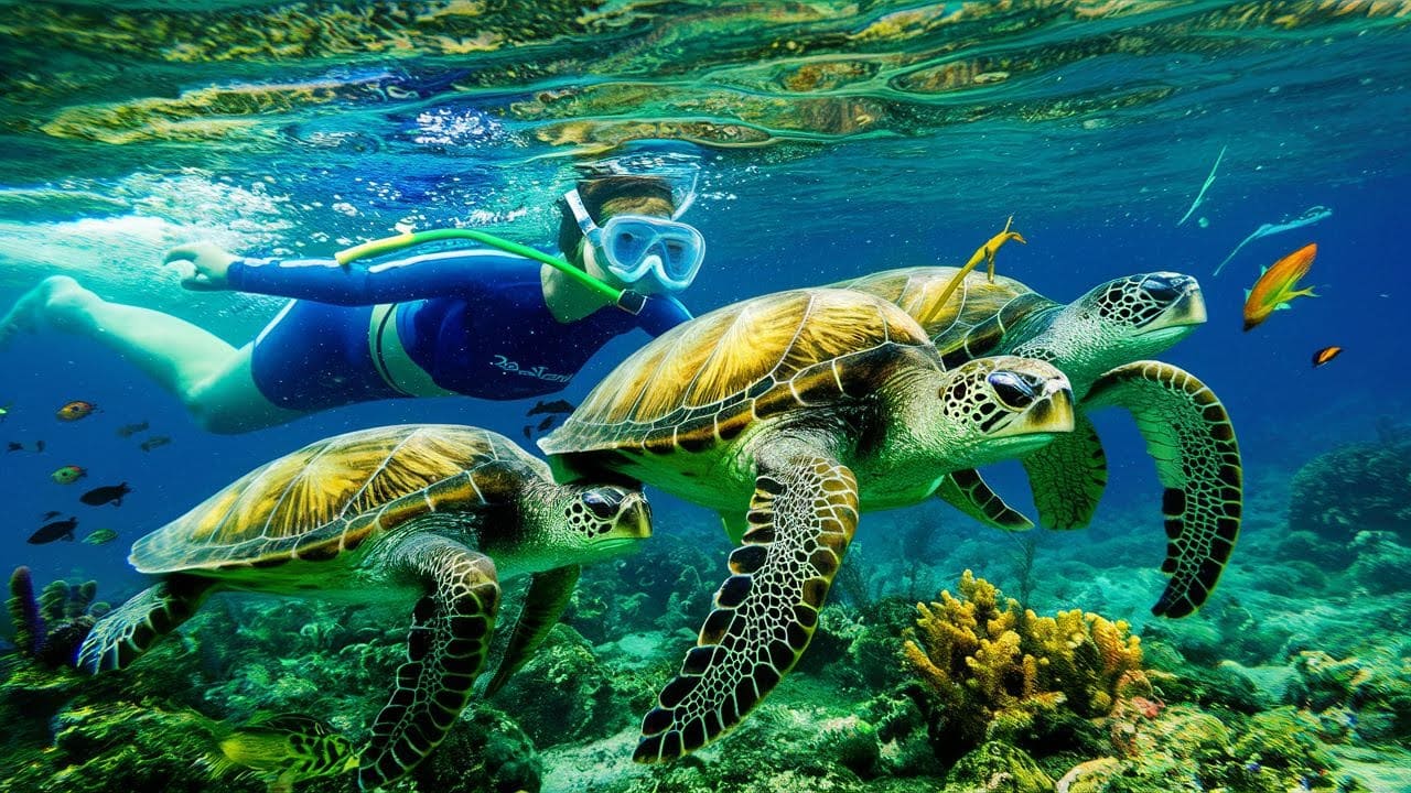 Snorkeling with Green Turtles